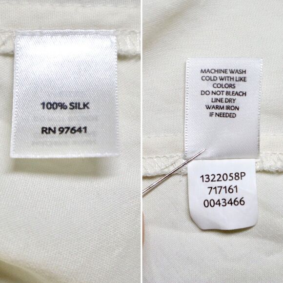 J Jill Size Petite L Woven Silk Button Up Long Sleeve Peplum Cream - Picture 8 of 8